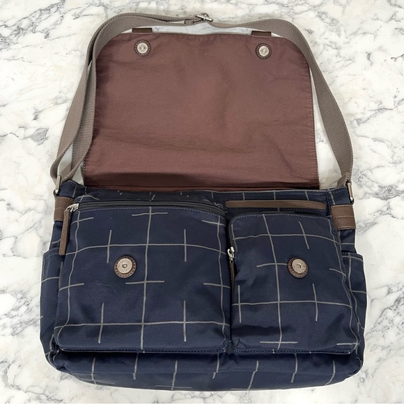 FOSSIL Field messenger crossbody laptop bag navy blue canvas - Picture 2 of 12